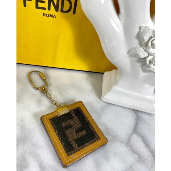 |SOLD| Fendi FF Logo Striped Pequin Bag Charm - Picture 3 of 8